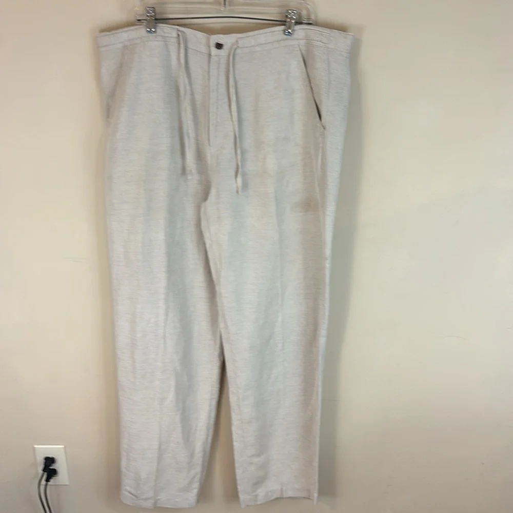 Cubavera Light Tan Linen Blend Pants Size Large (36-38)